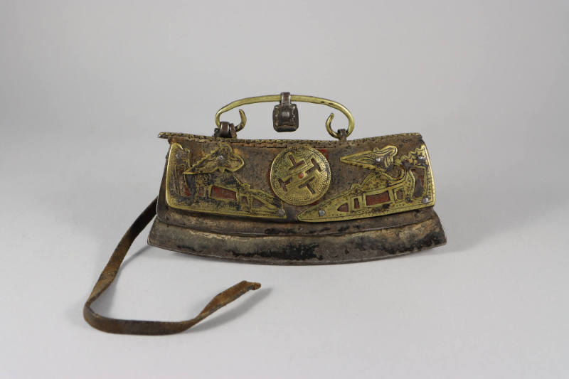 Flint Pouch (Mechag), 19th to 20th Century
Tibet Autonomous Region
Leather, brass and steel; …