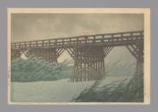 Sudden Shower at Imai Bridge, c. 1932
Hasui Kawase (Japanese, 1883-1957)
Woodblock print on p…