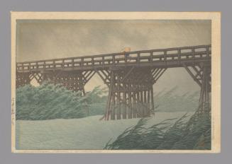 Sudden Shower at Imai Bridge, c. 1932
Hasui Kawase (Japanese, 1883-1957)
Woodblock print on p…