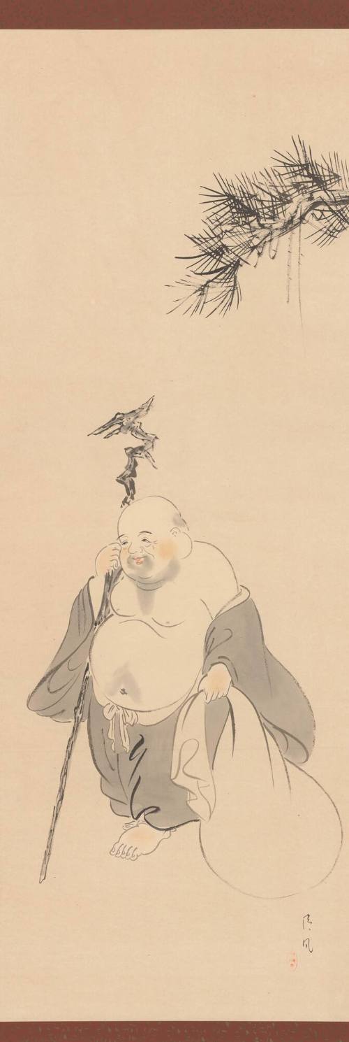 Scroll Painting Featuring Hotei, 1885-1895
Unknown Artist; Japan
Ink on paper, silk, cloth an…