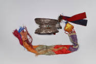 Drum (Damaru), 19th Century
Tibet Autonomous Region
Human skull caps, silver, leather and clo…