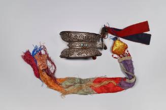 Drum (Damaru), 19th Century
Tibet Autonomous Region
Human skull caps, silver, leather and clo…