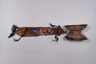 Drum (Damaru), 19th Century
Tibet Autonomous Region
Human skull caps, silver, leather and clo…