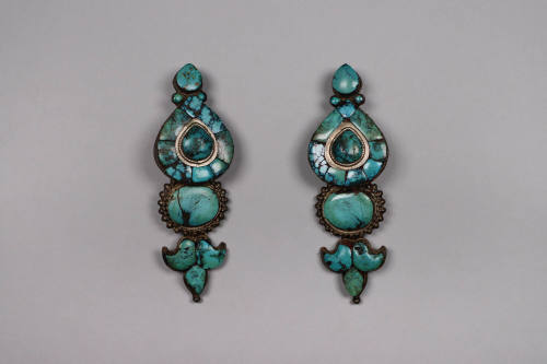 Pair of Hair Ornaments, 19th to 20th Century
possibly Kham culture; Tibet Autonomous Region
T…