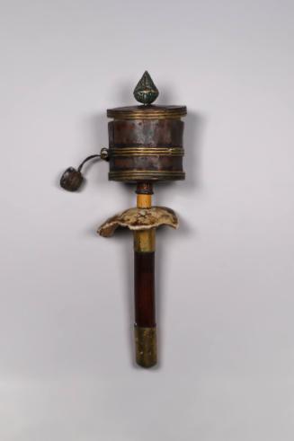Prayer Wheel, 19th to 20th Century
Tibet Autonomous Region
Bronze, brass, conch shell, wood a…