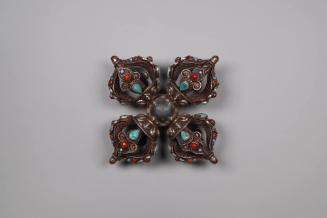 Cross Vajra (Visvavajra), 19th to 20th Century
Tibet Autonomous Region
Silver, coral and turq…