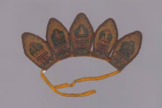 Crown Depicting the Five Transcendent Buddhas, c. 1900
Tibet Autonomous Region
Leather, cloth…