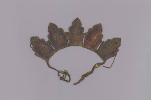 Crown Depicting the Five Transcendent Buddhas, 18th Century
Tibet Autonomous Region
Leather, …