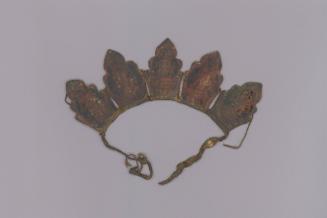 Crown Depicting the Five Transcendent Buddhas, 18th Century
Tibet Autonomous Region
Leather, …