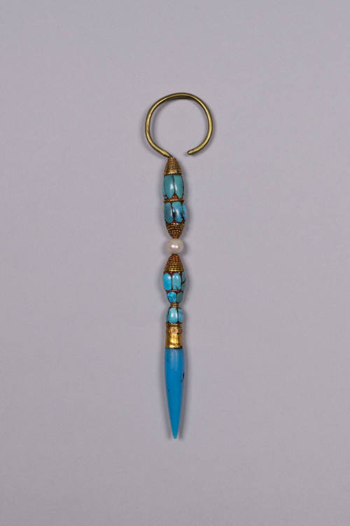 Men’s Ear Drop (Sochi), 19th to 20th Century
Tibetan Autonomous Region
Brass, turquoise and m…