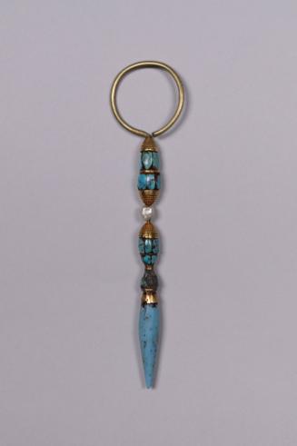 Men’s Ear Drop (Sochi), 19th to 20th Century
Tibetan Autonomous Region
Brass, turquoise and m…