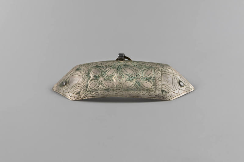 Apron Clasp, 19th to 20th Century
Shigatse, Tibet Autonomous Region, China
Silver; 3 1/4 × 7 …