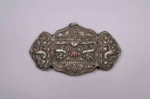 Apron Clasp, 19th to 20th Century
Shigatse, Tibet Autonomous Region, China
Silver; 4 5/8 × 8 …