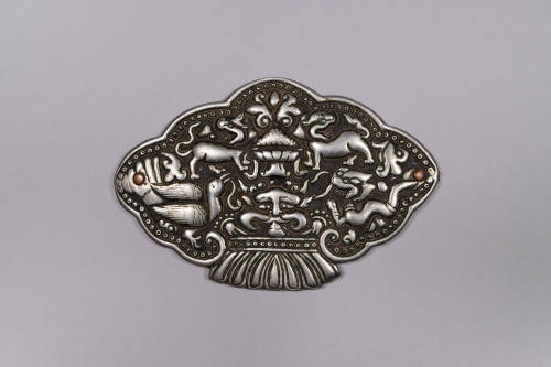Apron Clasp, 19th to 20th Century
Shigatse, Tibet Autonomous Region, China
Silver; 3 7/8 × 6 …