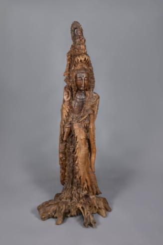 Guanyin, mid 20th Century
China
Wood; 77 1/4 × 31 × 26 in.
2024.2.1
Gift of Kang and Hsiang…