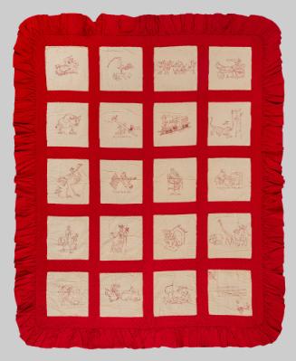 "Penny Squares" Pattern Quilt, c. 1910
Maker unknown; United States
Cotton; 44 1/2 x 63 in. …
