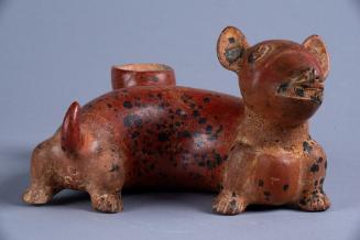 Dog Vessel, 200 BCE - 500 CE
Colima Shaft Tomb peoples; Colima, Mexico
Ceramic and pigment;  …