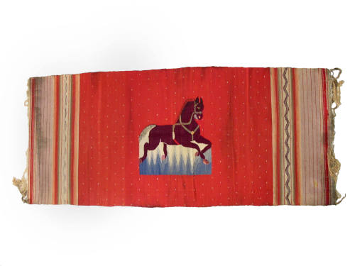 Serape with Prancing Horse Design, c. 1890
Mexican; Morelia, Michoacán, Mexico
Wool; 22 1/2 x…